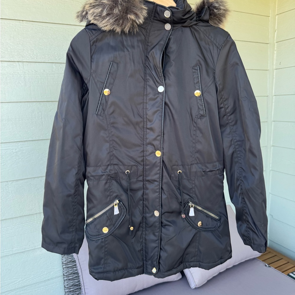 YMI Black Ski & Snow Jacket with Faux Fur Hood